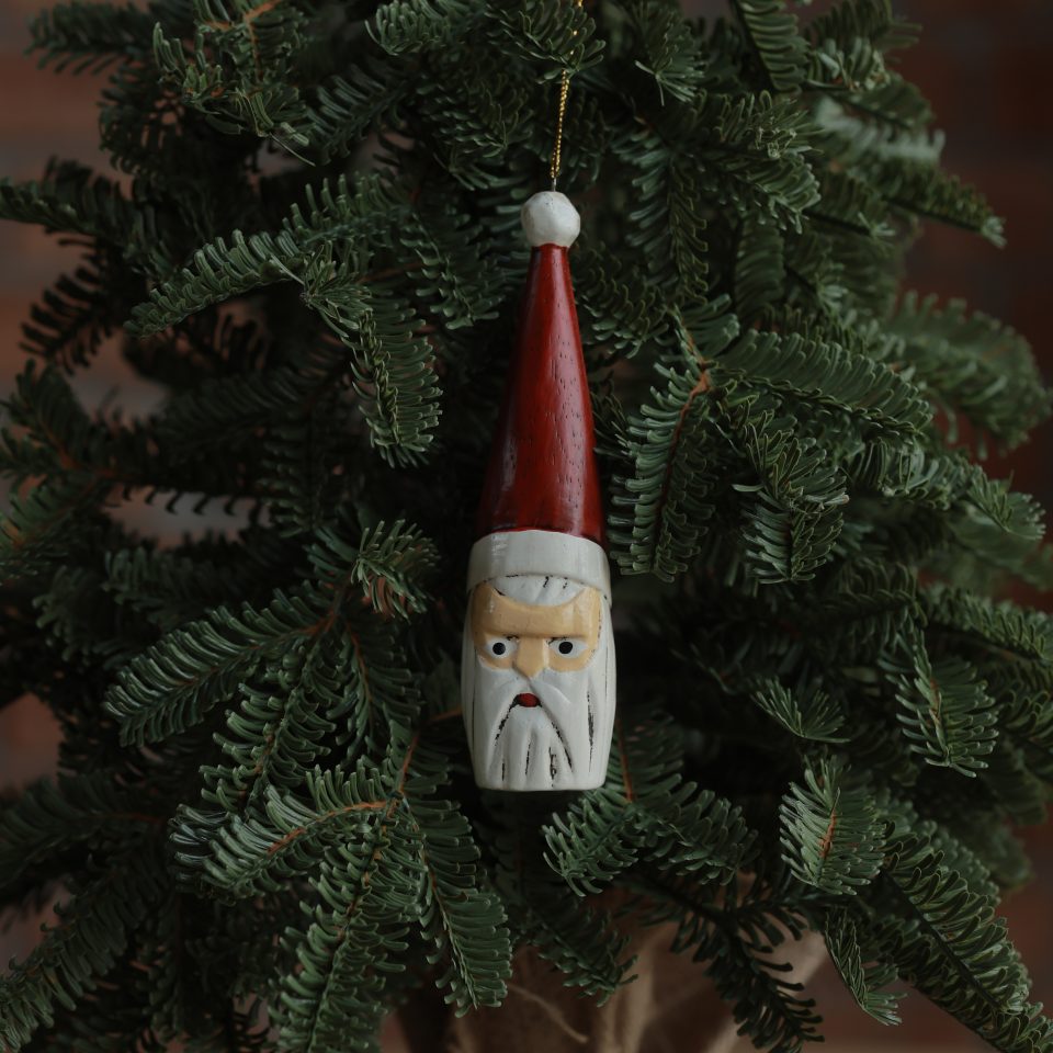 Wooden Santa Ornament Set of 2