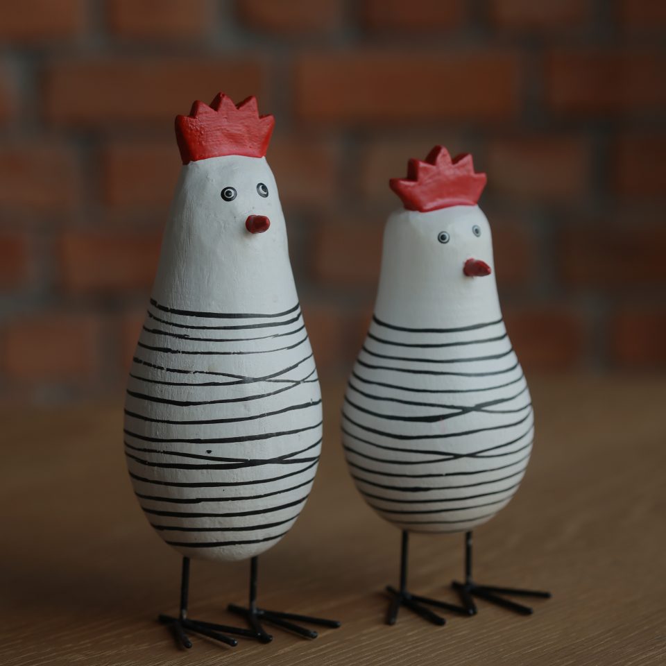 Wooden Noir Clucks Set of 2