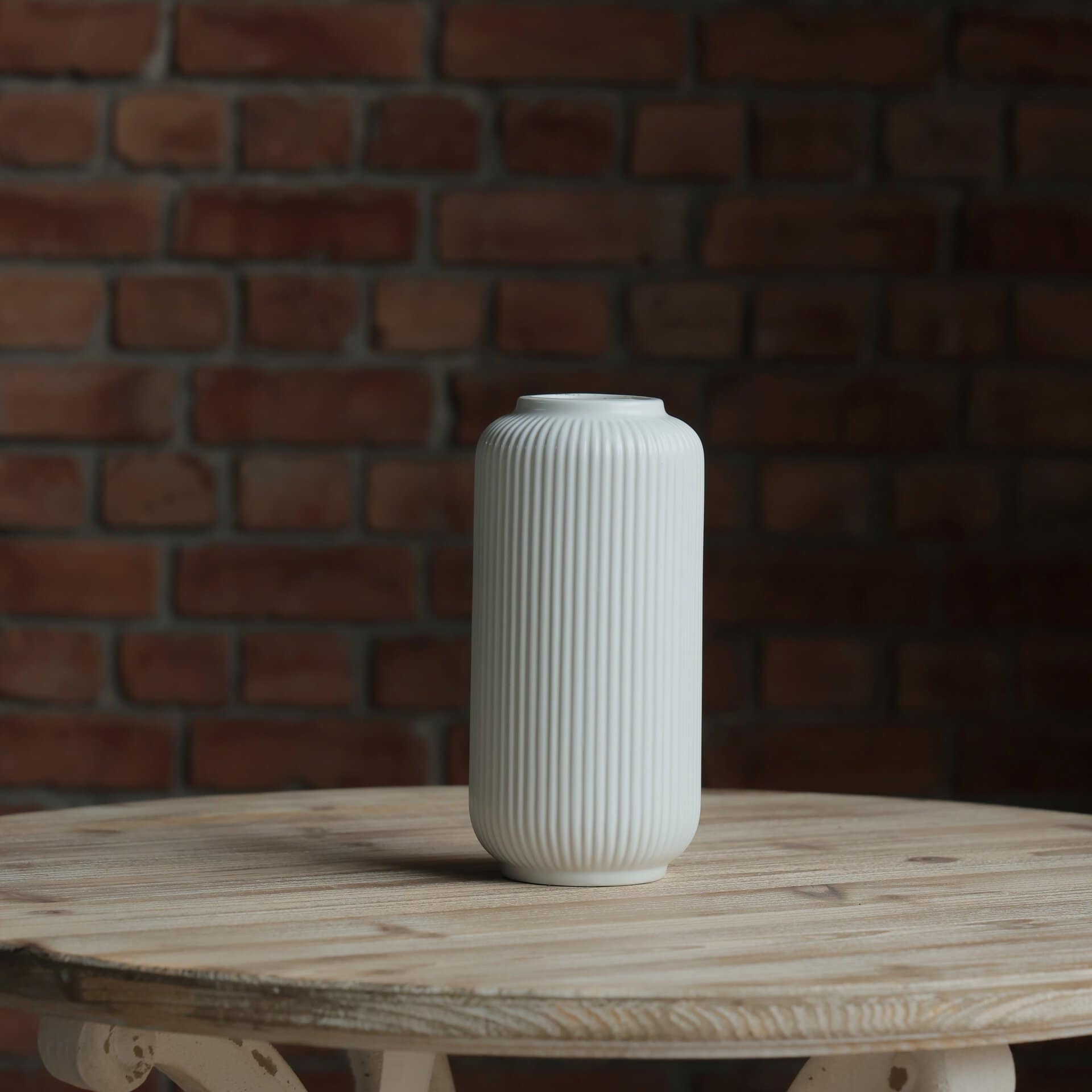 Ivory Ribbed Vase