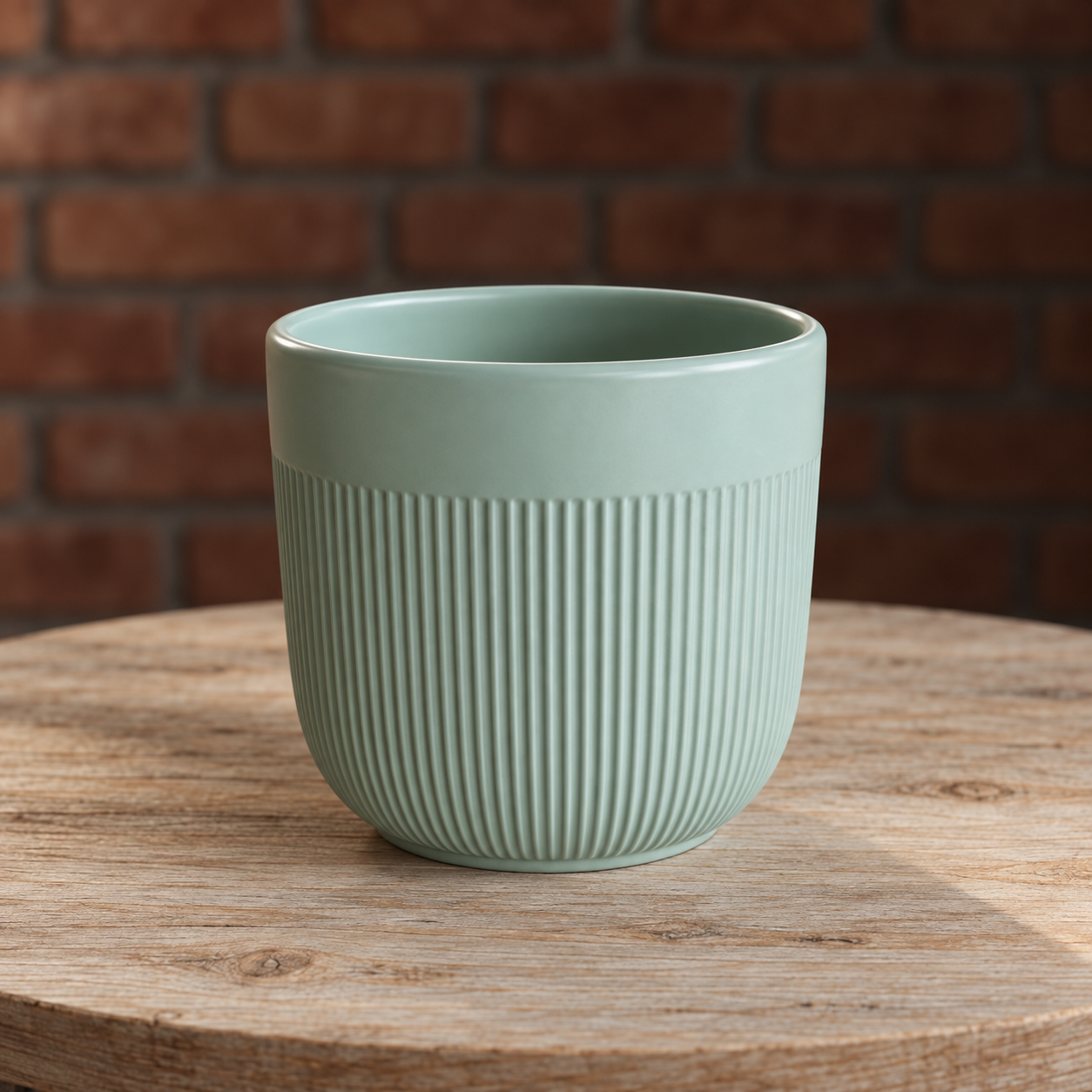 Sage Ribbed Ceramic Planter